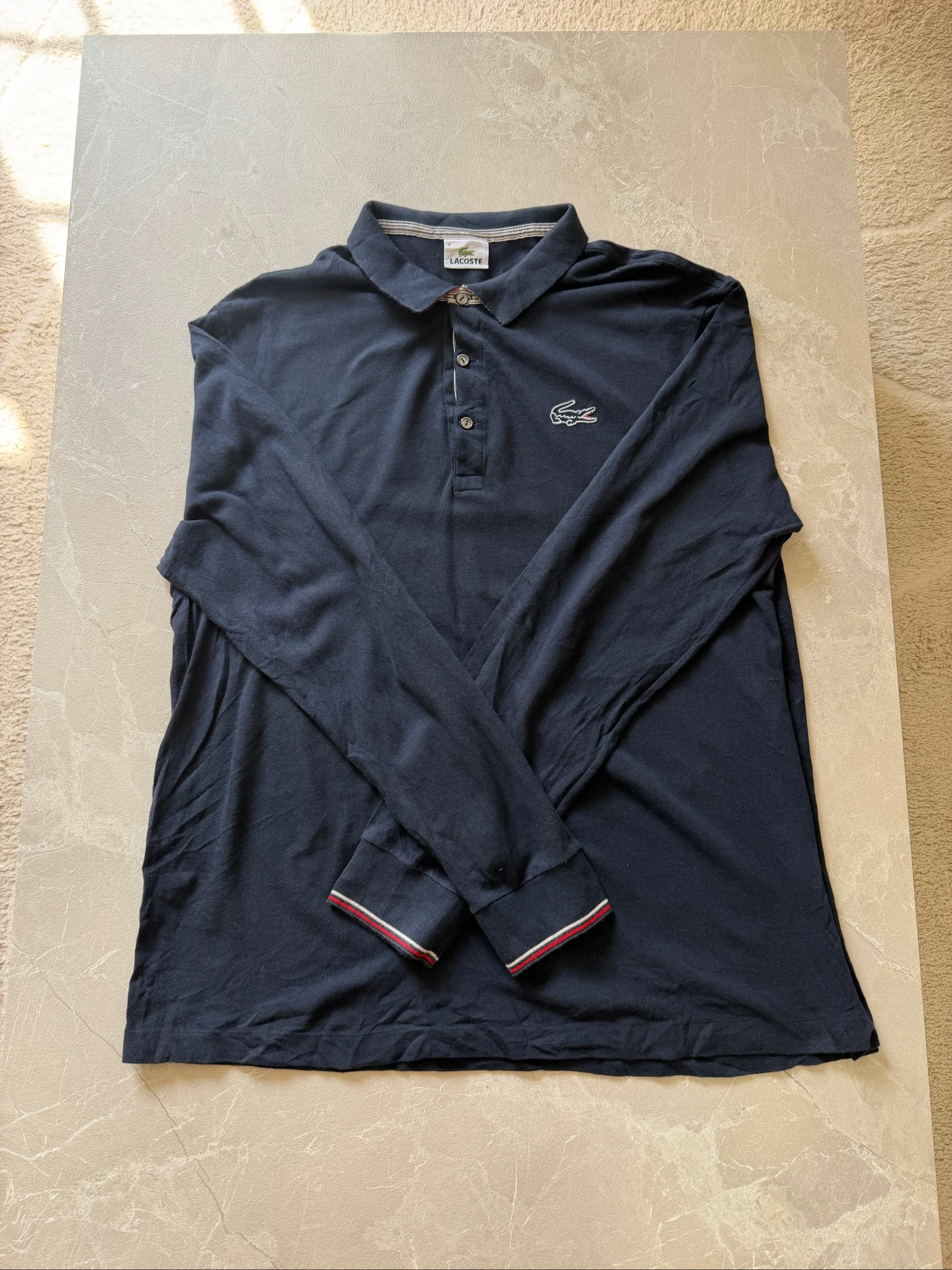 Polo Lacoste de manga longa azul marinho vintage – tamanho 6 (G) – photo 2